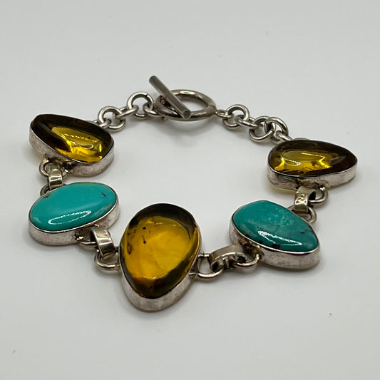 Bracelet Ambre et Turquoise