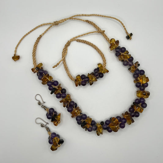 Parure Ambre & Améthyste