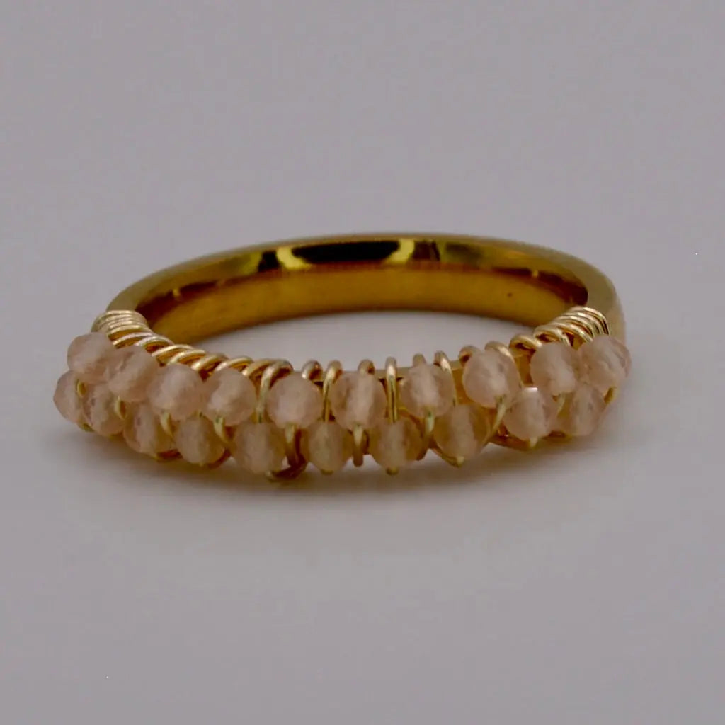 Bague brodé rose - MAISON MEXIQUE