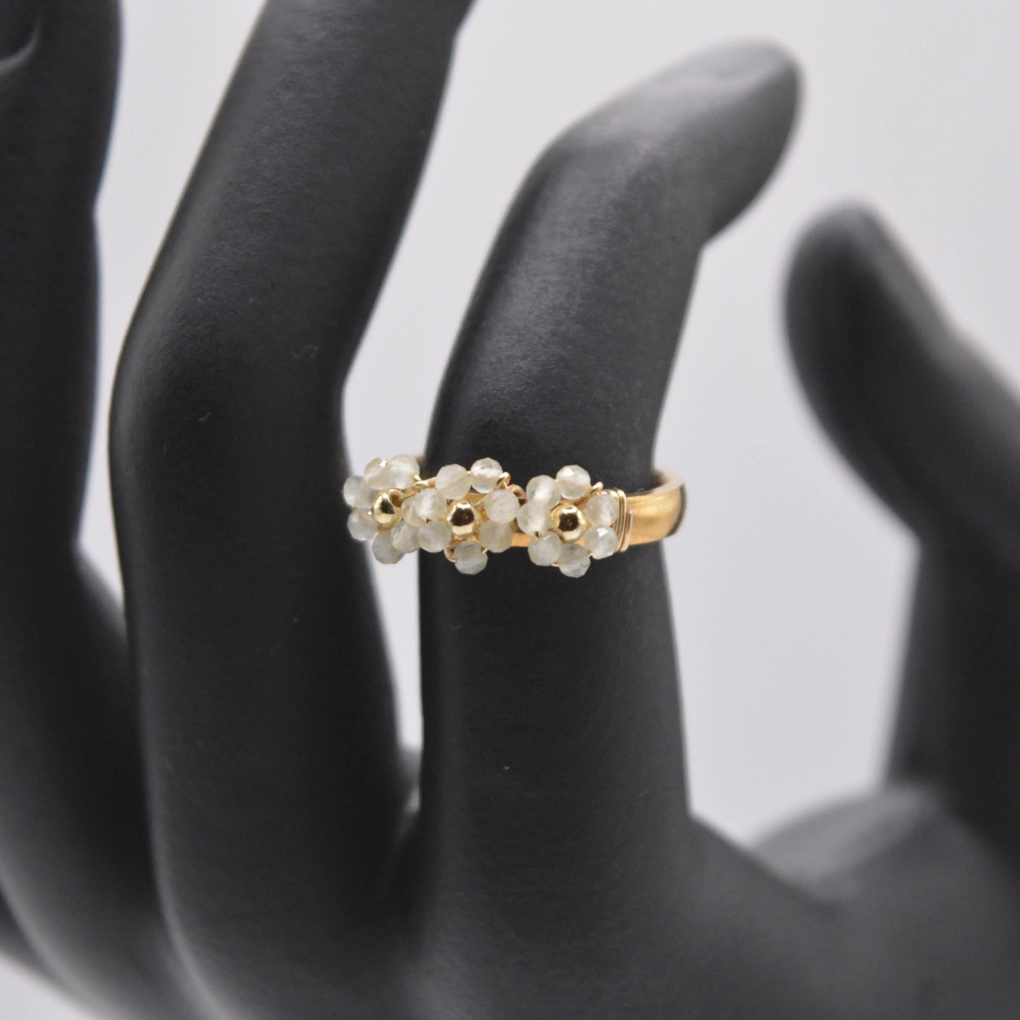 Bague des fleurs brodées vertes - MAISON MEXIQUE